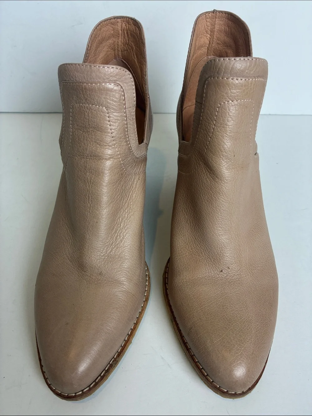 Anthropologie Silent D Winifred Side-Cut Booties Light Brown Leather Women’s 39